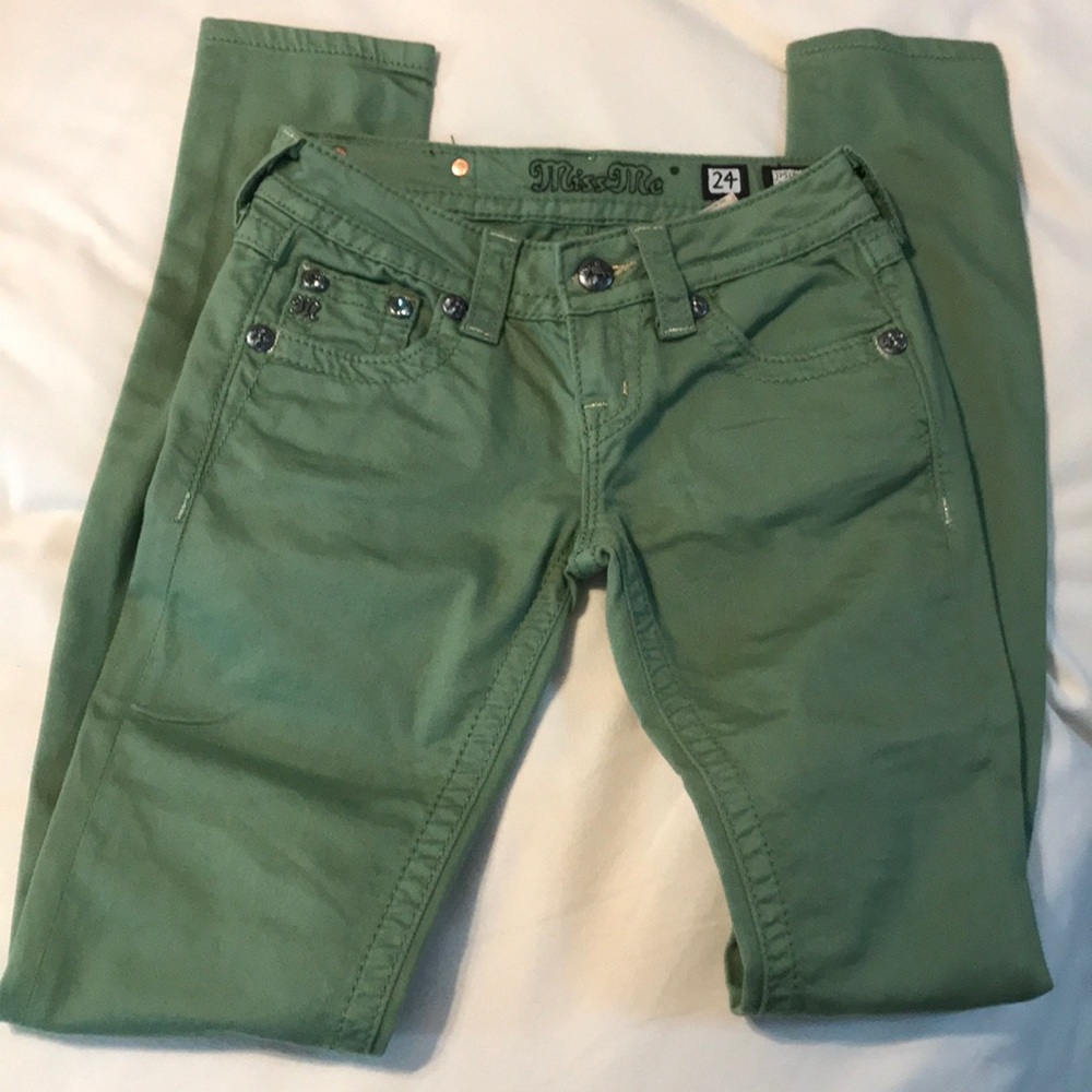 Gorgeous Green Miss Me Skinny Jeans